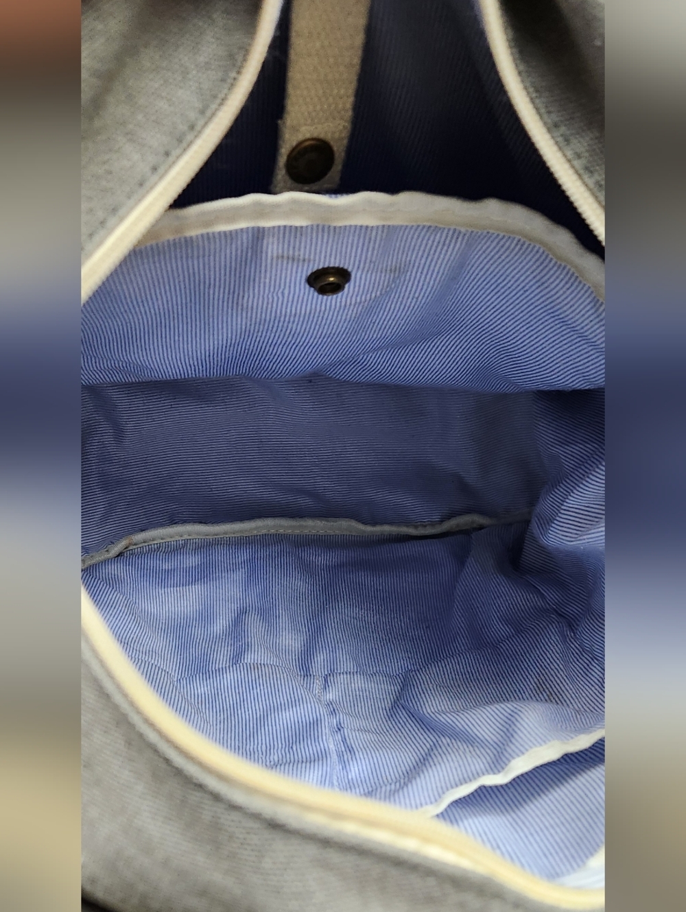 Birdling Gray & Cream Diaper  Backpack with Cream Handles - Picture 5 of 6